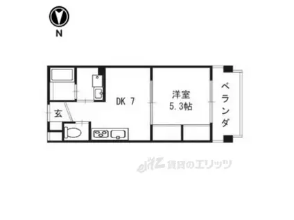 ルシェル三条大橋(1DK/4階)の間取り写真