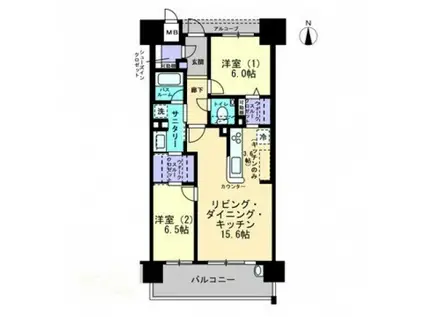 アルファステイツ倉敷阿知(2LDK/4階)の間取り写真