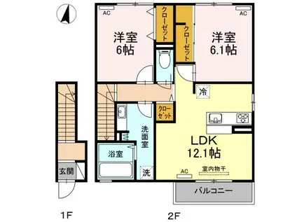 フォンテーヌ(2LDK/2階)の間取り写真