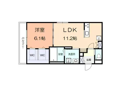 カーサマーレ(1LDK/2階)の間取り写真