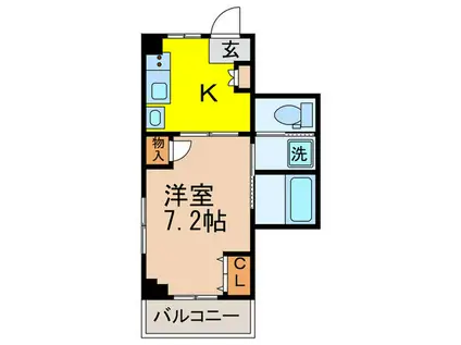 宝ハイツ(1K/4階)の間取り写真