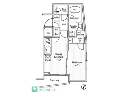 NIDO MOTOHASUNUMA(1DK/4階)の間取り写真