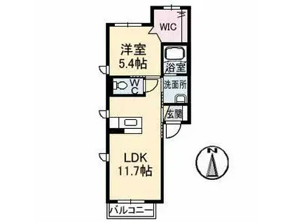 ロアシス・ド・花尻(1LDK/2階)の間取り写真