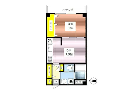 イーストハイムT&T(1DK/2階)の間取り写真