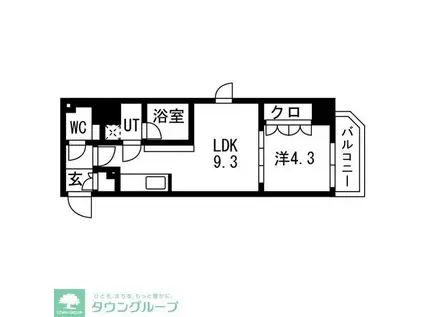 TRADIS両国III(1LDK/6階)の間取り写真