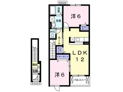 エスペランサ(2LDK/2階)の間取り写真