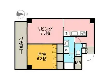 TACHIBANA BOX24(2K/6階)の間取り写真