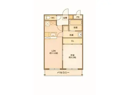 WINDOM T-V(1LDK/1階)の間取り写真