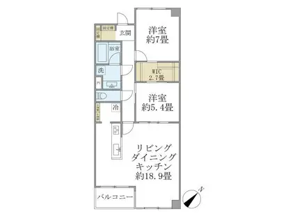 グランマルジュ市ヶ谷(2LDK/1階)の間取り写真