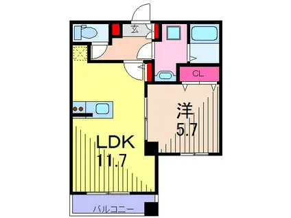 エスト四つ木(1LDK/3階)の間取り写真