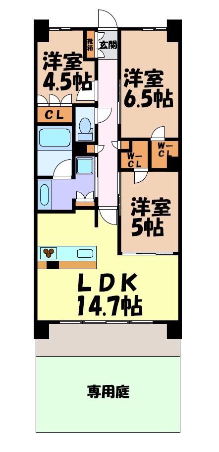 プレサンスグラン名城公園(3LDK/1階)の間取り写真