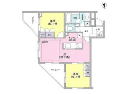 ザセンチュリーミヤザキダイ(2LDK/B2階)の間取り写真