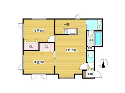 ララポート(2LDK/2階)の間取り写真