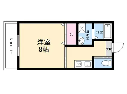 ピーエス庚午北(1K/2階)の間取り写真