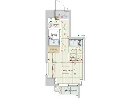 セリュークス横濱阪東橋(1K/10階)の間取り写真
