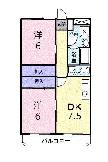 サンリーヴェ(2DK/1階)の間取り写真