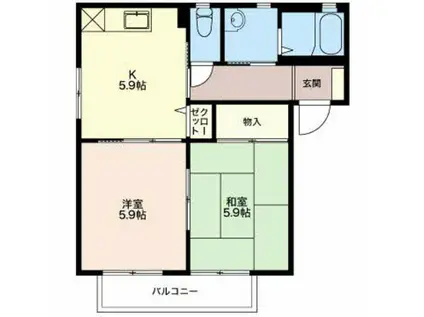 ヴィラテポーレ3(2K/1階)の間取り写真