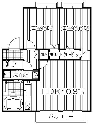カーサ観晴丘(2LDK/2階)の間取り写真