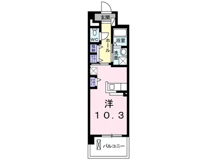 ヴァンクール(ワンルーム/2階)の間取り写真