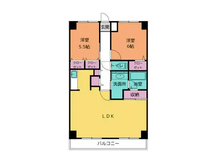 マンションベルシー(3LDK/9階)の間取り写真