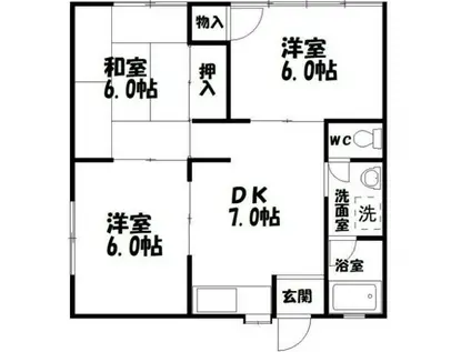 ファミネス西伊場(3DK/1階)の間取り写真