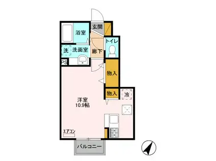 フォーゲルテラス ブラウ II(ワンルーム/1階)の間取り写真