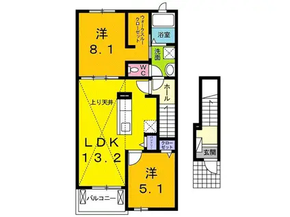 メゾン コンソラトゥール(2LDK/2階)の間取り写真