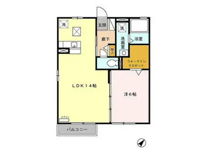 モナリエ白須賀B棟(1LDK/1階)の間取り写真