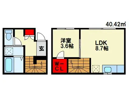 UNITY G-V(1LDK/1階)の間取り写真