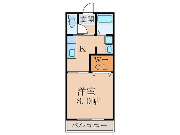ハイウッド(1K/1階)の間取り写真