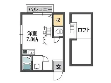 花荘(ワンルーム/2階)の間取り写真