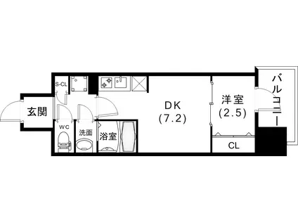 ソルテラス神戸栄町通(1DK/11階)の間取り写真