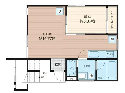 SCENE.MEGURO SAUNA RESIDENCE(1LDK/B1階)の間取り写真