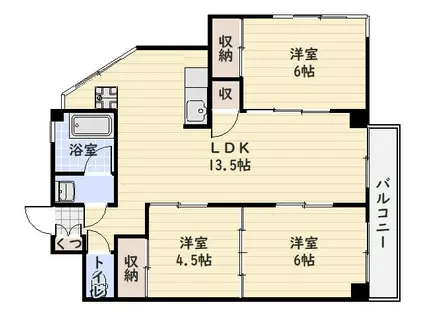 御幸マンション(3LDK/3階)の間取り写真