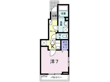 パークサイドソレイユ(1K/1階)の間取り写真