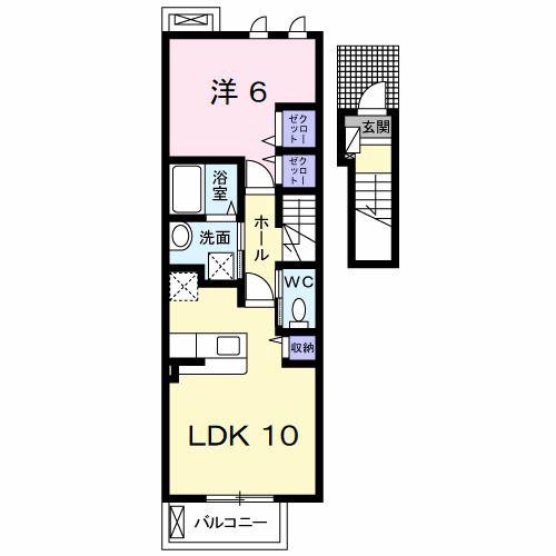 J・サクレ葛原II(1LDK/2階)の間取り写真