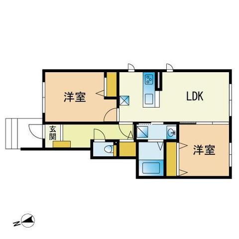MAISON ICI(2LDK/1階)の間取り写真