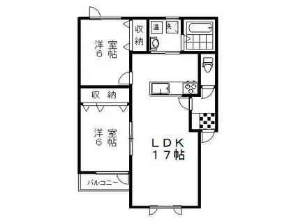 CERASUS(2LDK/1階)の間取り写真