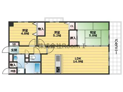 OC RESIDENCE R HAMAGUCHI(3LDK/3階)の間取り写真