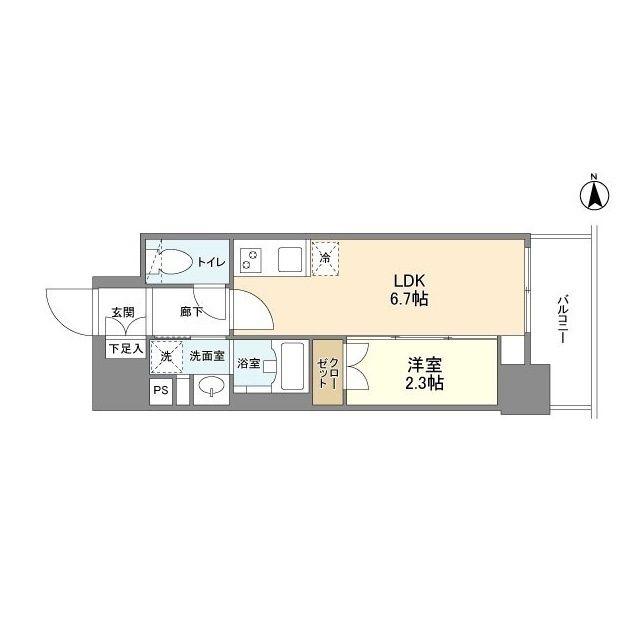 リアンシエルブルー田端(1DK/9階)の間取り写真