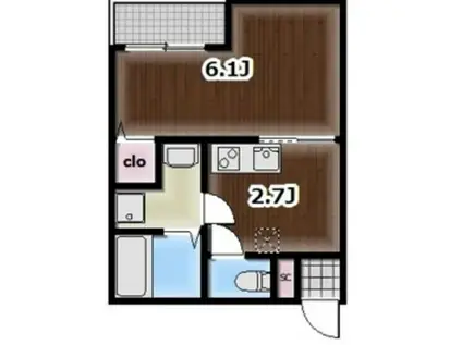 AMBITION西保木間(1K/1階)の間取り写真