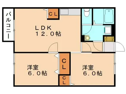 COZYハウスI(2LDK/2階)の間取り写真