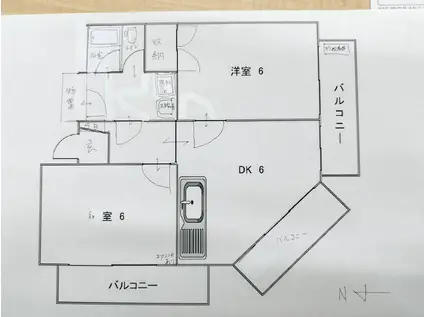福信ビル(2DK/8階)の間取り写真