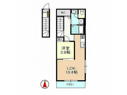 バルカロール(1LDK/2階)の間取り写真