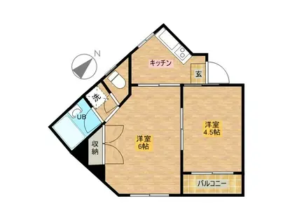 ヴィレッジ高松(2K/2階)の間取り写真