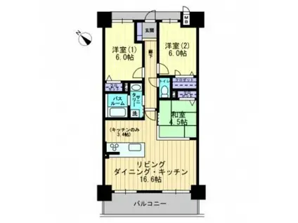 アルファステイツ今治駅前東(3LDK/2階)の間取り写真