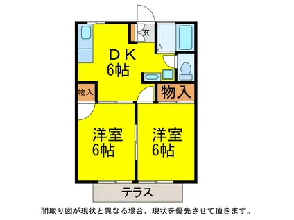 ジュネスサトミ(2DK/1階)の間取り写真