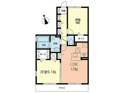 グランコート日吉(2LDK/1階)の間取り写真