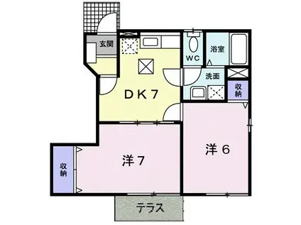 リヴィエール・オールB(2DK/1階)の間取り写真