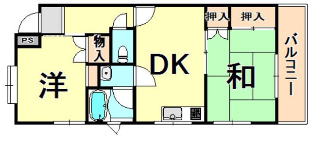 ホワイトキャビン和(2DK/2階)の間取り写真
